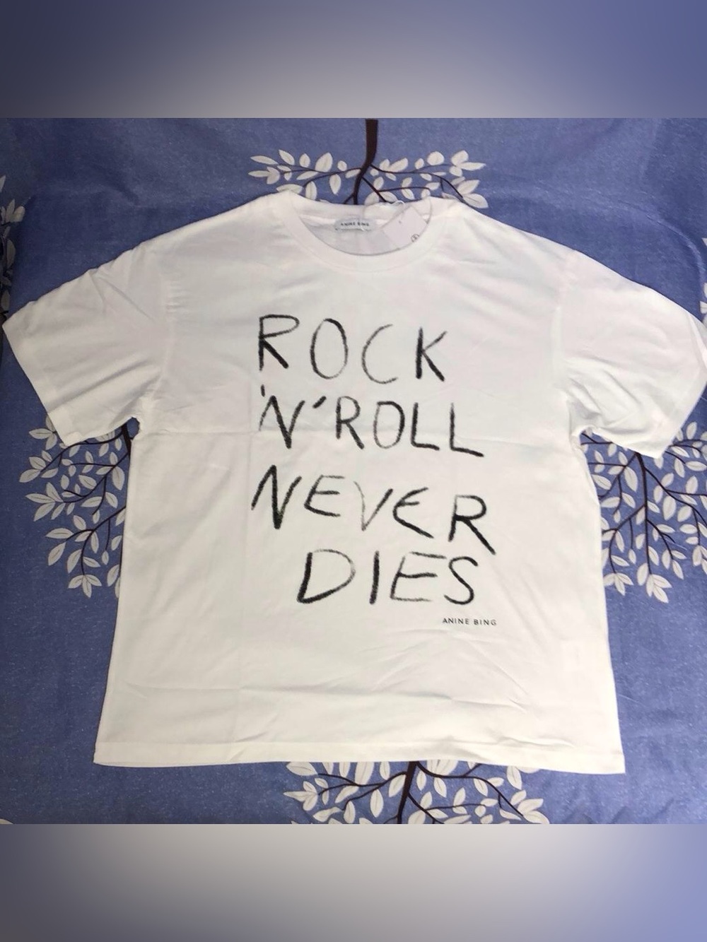 Anine Bing White 'Rock N' Roll Never Dies' Short Sleeve Tee